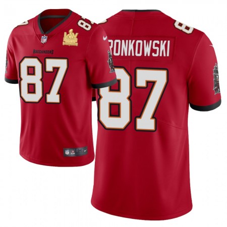 Camiseta Hombre Tampa Bay Buccaneers Rob Gronkowski 87 Nike Rojo 2021 Super Bowl LV Champions